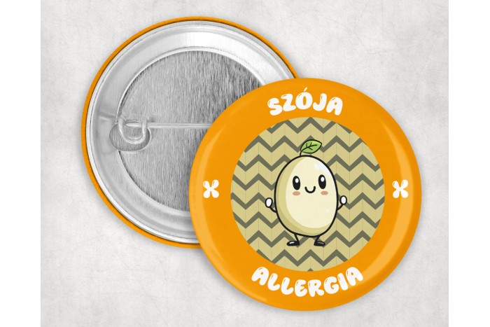 szója allergia kitűző 2