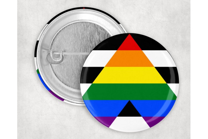 ally pride kitűző – straight ally szivárvány kitűző (44 mm) 2