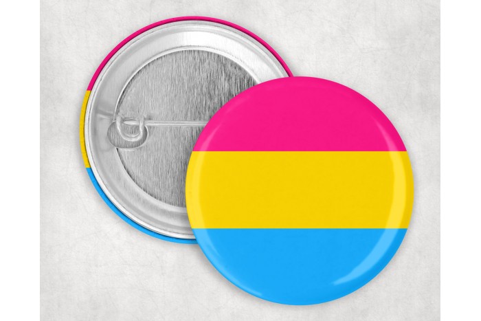 panszexuális pride kitűző – pink-sárga-kék (44 mm) 2