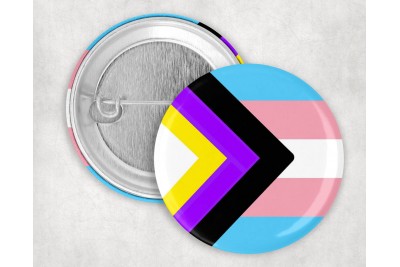 Progress Pride transz non-bináris kitűző 44 mm