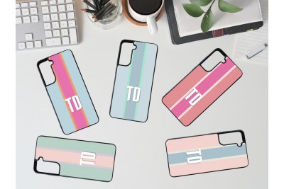 Pasztell csíkok monogrammal - Samsung S21 FE