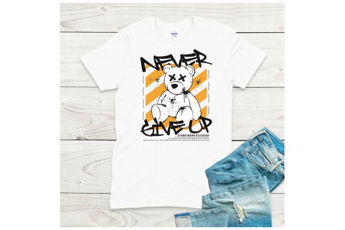 never give up - teddy macis streetwear póló 2