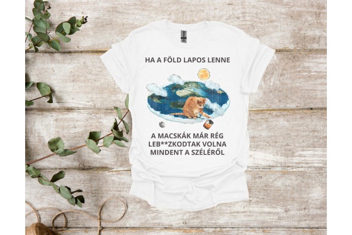 Laposföld tagadó póló - vicces macskás design laposföld tagadó póló - vicces macskás design 2