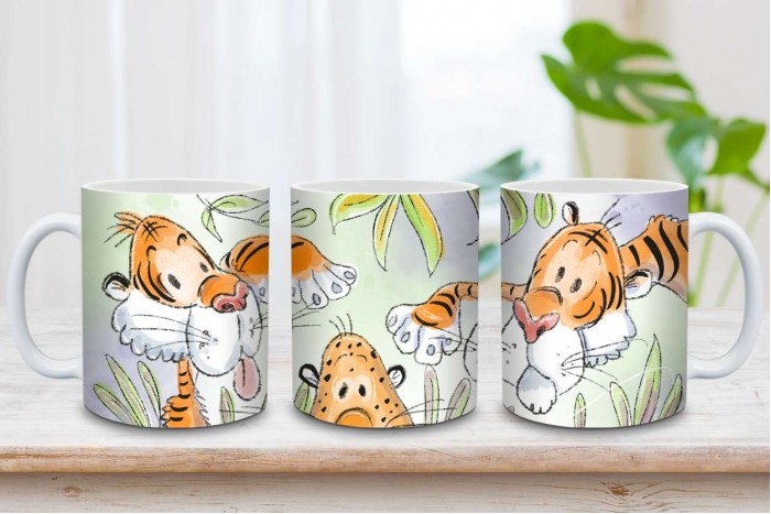 tigrises bögre illusztrált tigrisekkel, 330 ml 2
