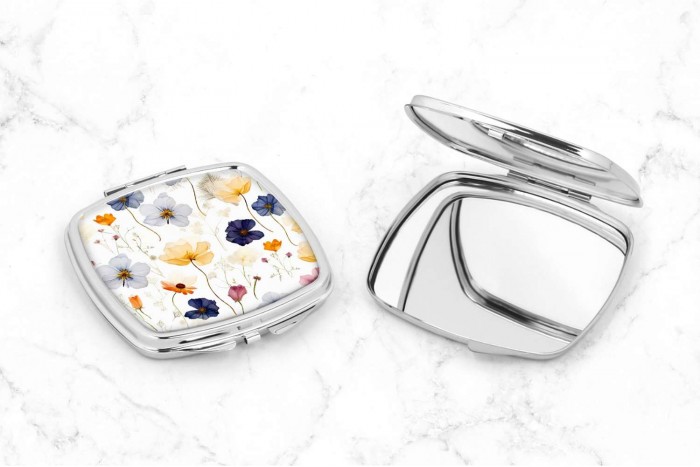 sminktükör préselt virágok mintával 2