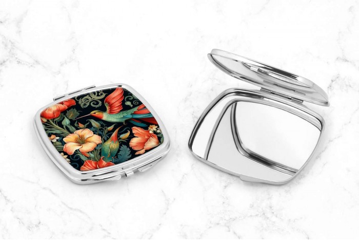 sminktükör kolbri mintával william morris stílusában 2