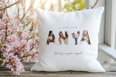 Személyre szabható anyák napi párna  négy fényképpel – 40 x 40 cm