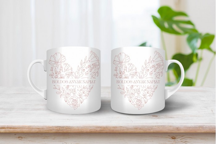 boldog anyák napját bögre - szíves, virágos anyák napi bögre 2