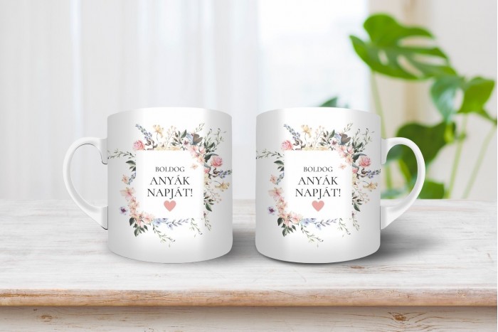 boldog anyák napját bögre - szíves, virágos anyák napi bögre 2
