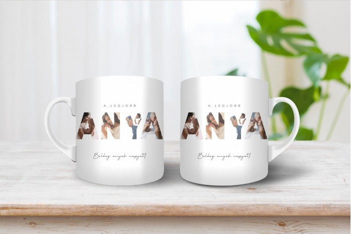 személyre szabható anyák napi bögre 4 fényképpel 2