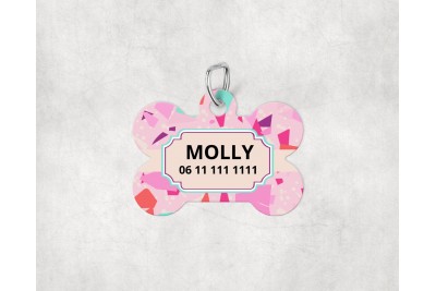 Terrazzo mintás biléta kutyáknak - csont