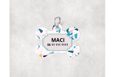 Terrazzo mintás biléta kutyáknak - csont