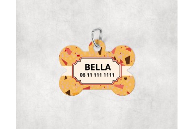 Terrazzo mintás biléta kutyáknak - csont