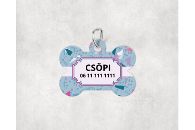 Terrazzo mintás biléta kutyáknak - csont