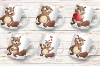 Hód / Bober mintás bögrék