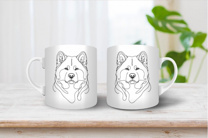 akita inu bögre - vonalrajzos 2