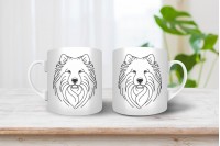 amerikai eszkimó kutya bögre - vonalrajzos 3