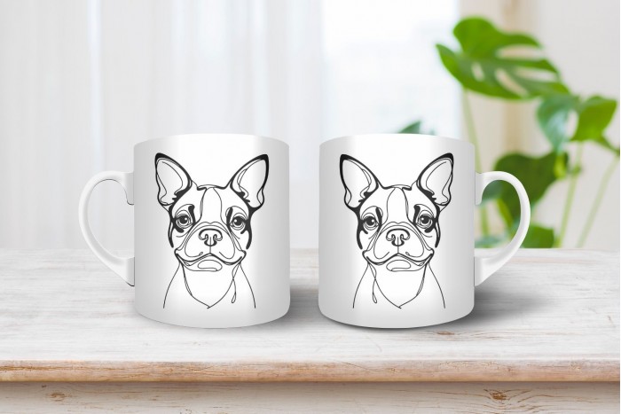 boston terrier vonalrajzos bögre 2