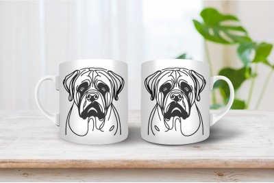 Bullmasztiff vonalrajzos bögre