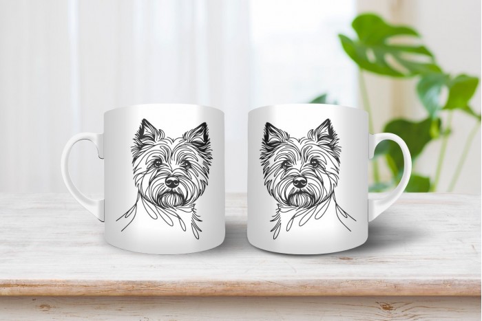 cairn terrier vonalrajzos bögre 2