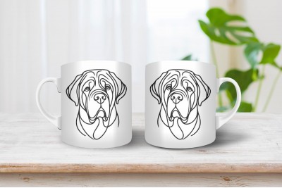 Masztiff vonalrajzos bögre