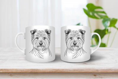 Norwich terrier vonalrajzos bögre