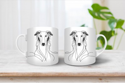 Orosz agár vonalrajzos bögre