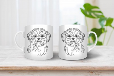 Shih-Tzu vonalrajzos bögre