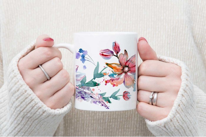 festett virágok designer bögre 2