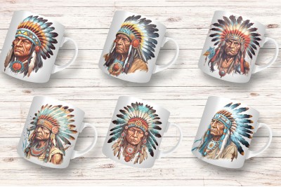 Indián törzsfőnök mintás bögrék