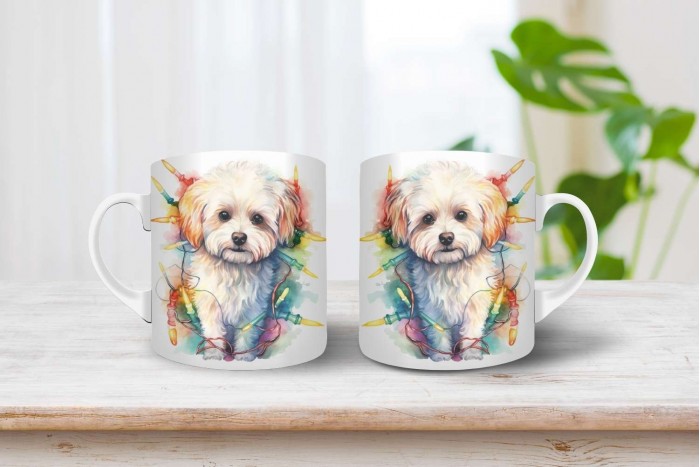 bichon mintás karácsonyi bögre 2