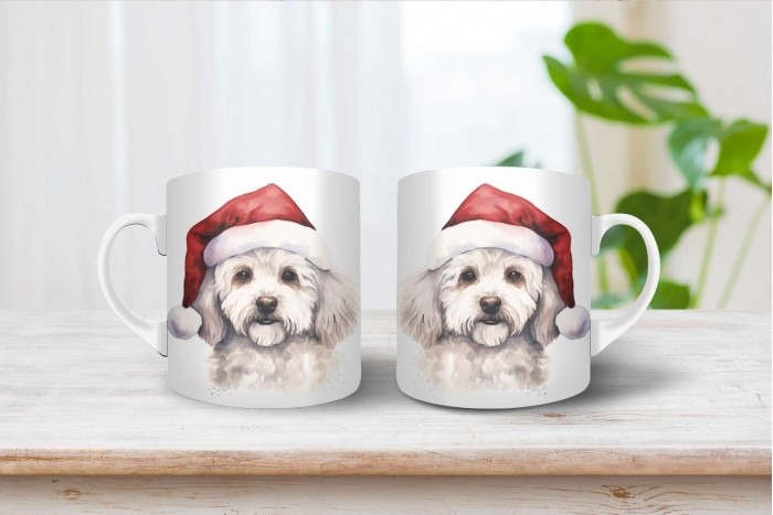 bichon mintás karácsonyi bögre 2