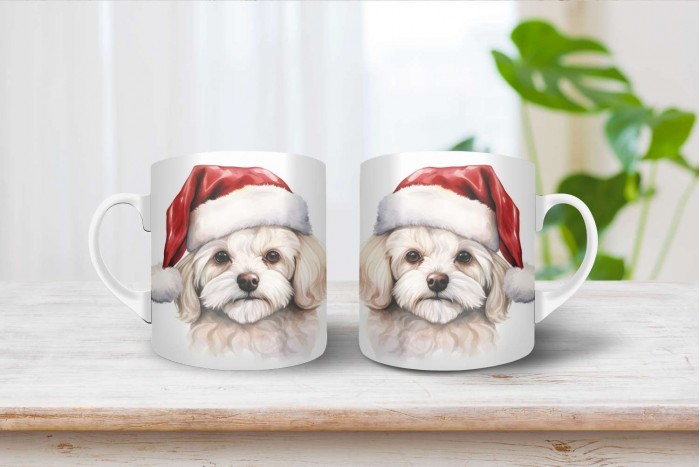 bichon mintás karácsonyi bögre 2