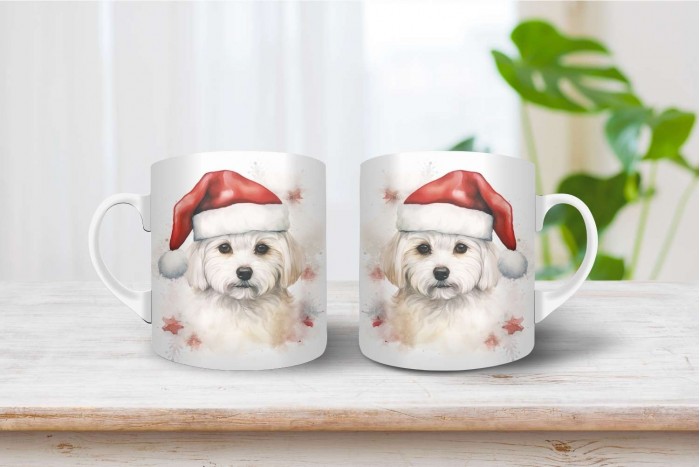 bichon mintás karácsonyi bögre 2