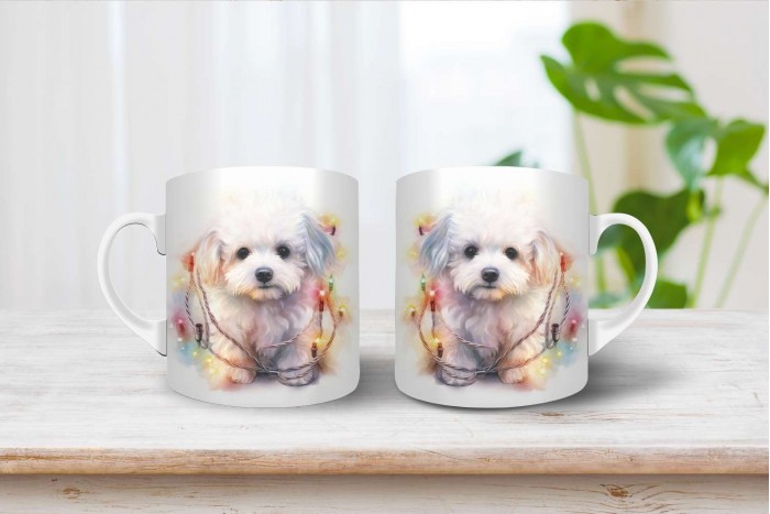 bichon mintás karácsonyi bögre 2