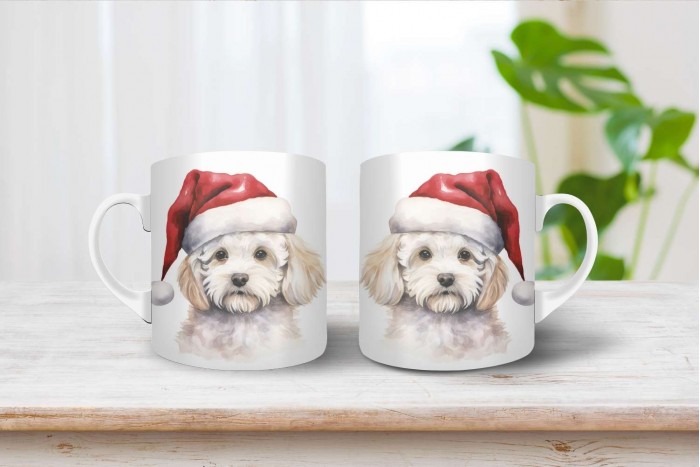 bichon mintás karácsonyi bögre 2