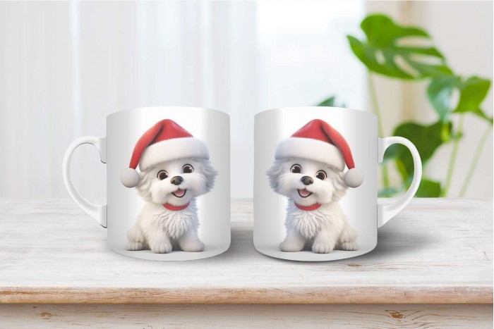 bichon mintás karácsonyi bögre 2