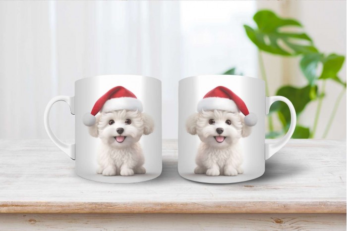 bichon mintás karácsonyi bögre 2