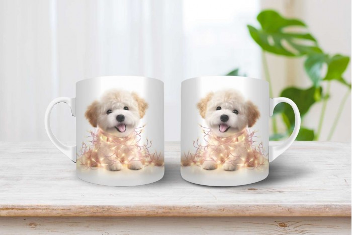 bichon mintás karácsonyi bögre 2