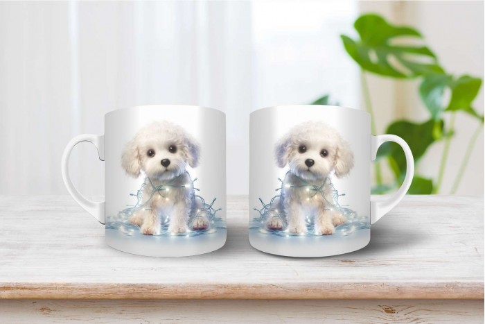 bichon mintás karácsonyi bögre 2