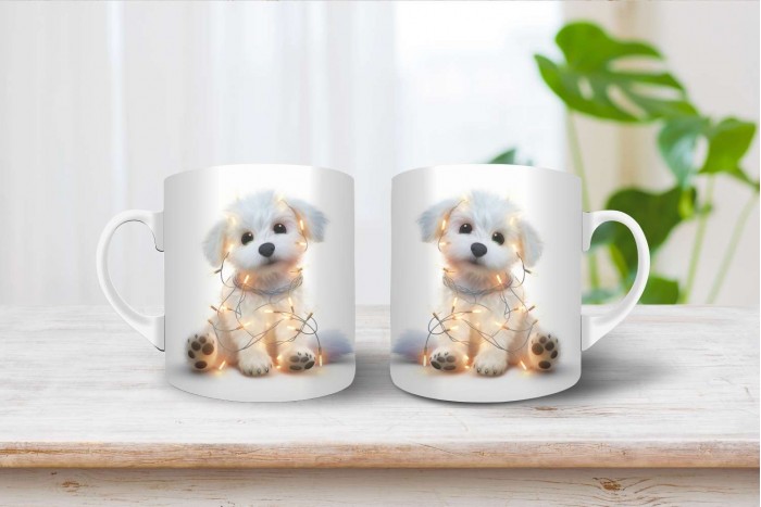 bichon mintás karácsonyi bögre 2