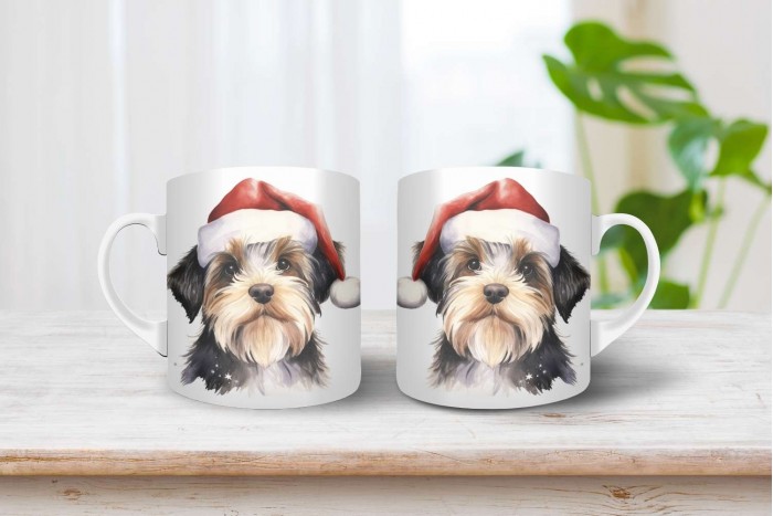 biewer terrier mintás karácsonyi bögre 2