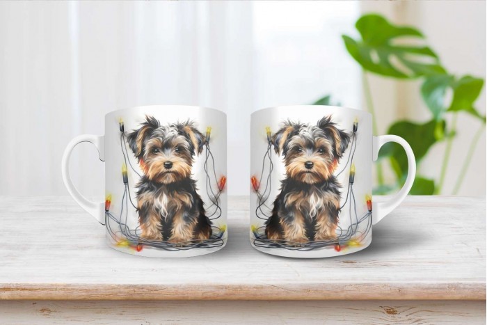 biewer terrier mintás karácsonyi bögre 2