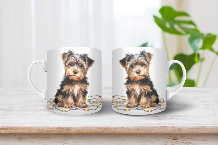 biewer terrier mintás karácsonyi bögre 2