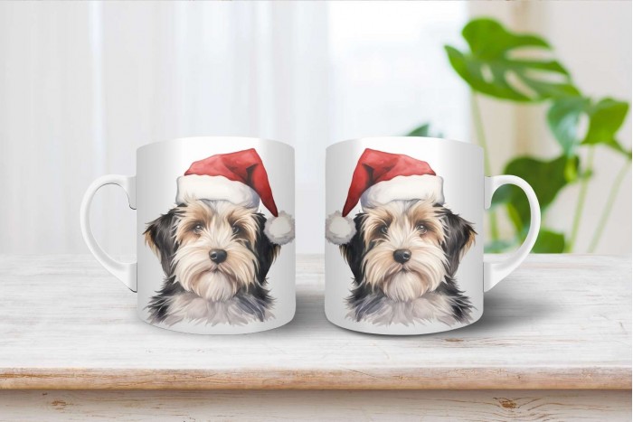 biewer terrier mintás karácsonyi bögre 2