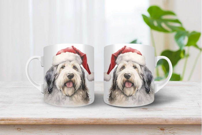 bobtail mintás karácsonyi bögre 2