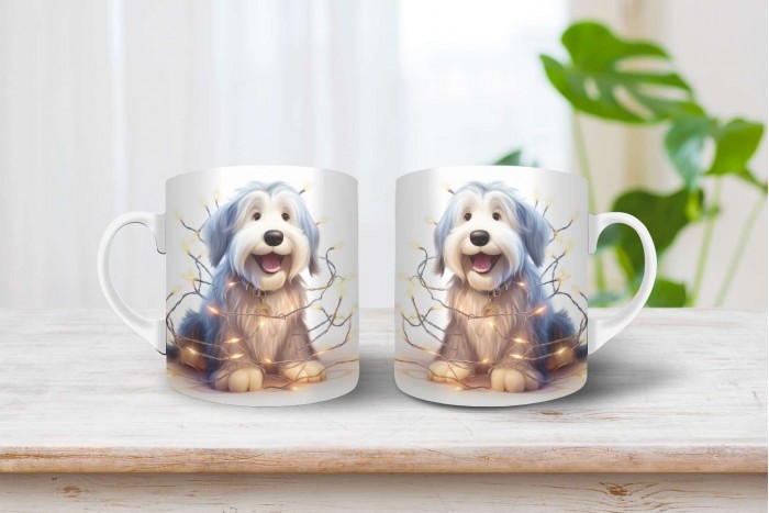 bobtail mintás karácsonyi bögre 2