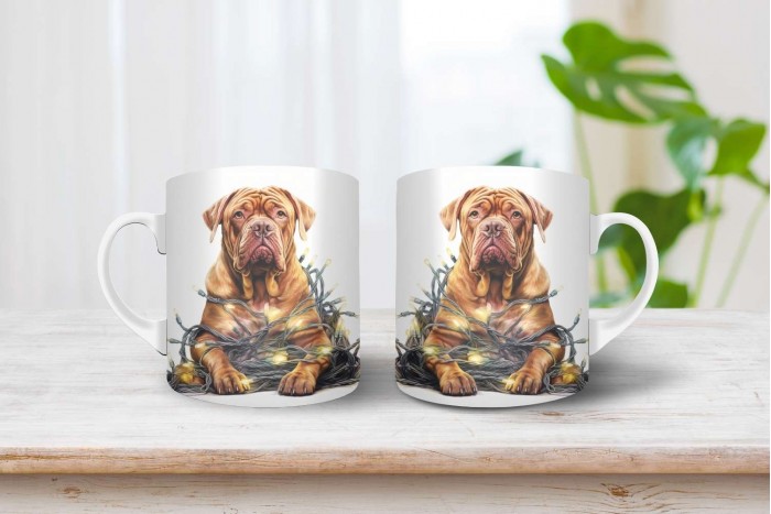 bordeaux-i dog mintás karácsonyi bögre 2