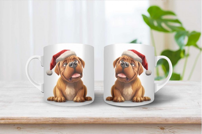 bordeaux-i dog mintás karácsonyi bögre 2