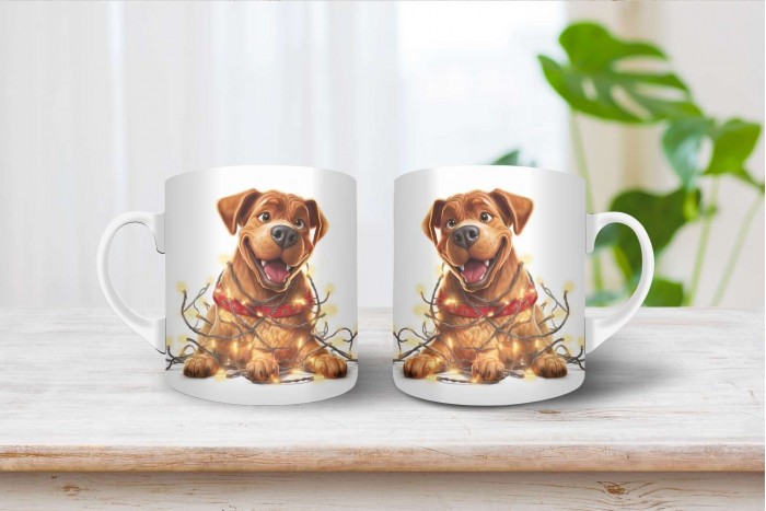 bordeaux-i dog mintás karácsonyi bögre 2